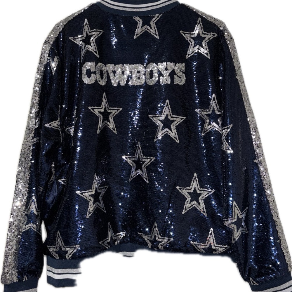 The Wild Collective - Dallas Cowboys Sequin Star Bomber Jacket - XL - Picture 2 of 2